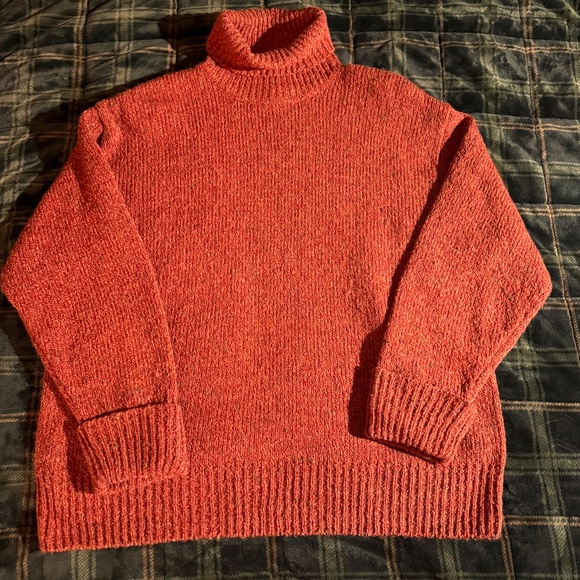 Vintage Dressbarn Woman Orange Pullover Roll Neck Turtleneck Knit Sweater 22/24 - Picture 7 of 7